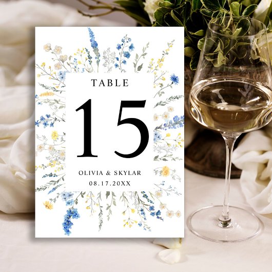 Dusty Blue Dainty Wild Floral Boho Numéro de table