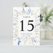 Dusty Blue Dainty Wild Floral Boho Numéro de table (Debout devant)