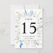 Dusty Blue Dainty Wild Floral Boho Tafelnummer (Achterkant)