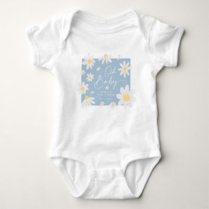 Dusty Blue Daisy Flower Baby shower Baby Bodysuit
