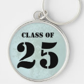 Dusty Blue Damask Klasse van 2024 Sleutelhanger (Voorkant)