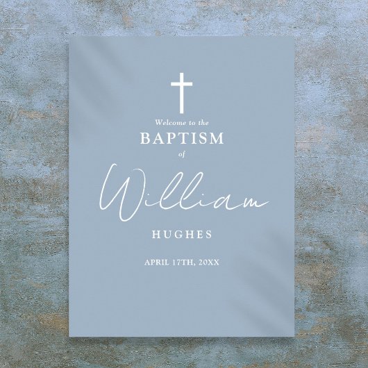 Dusty Blue Daptism doop Welkomstbord Poster