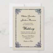 Dusty Blue  Decorative Border Wedding Kaart (Voorkant)