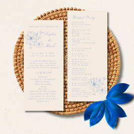 Dusty Blue Delicate Flower Wedding Detail Program Programma
