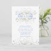 Dusty Blue Delicate Wildflower Wedding Uitnodiging (Staand voorkant)