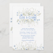 Dusty Blue Delicate Wildflower Wedding Uitnodiging (Voorkant / Achterkant)