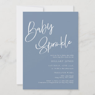 Dusty Blue Denim Bohemian Baby Sprinkle Invitation Kaart