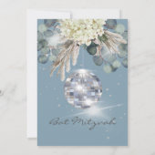 Dusty Blue Disco Ball Floral Bat Mitzvah Kaart (Achterkant)