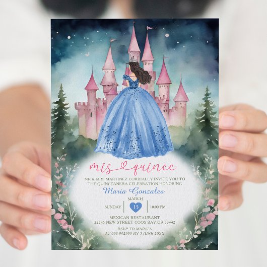Dusty Blue Dress Green Forest 15 Anos Mis Quince Kaart