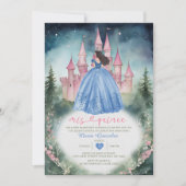 Dusty Blue Dress Green Forest 15 Anos Mis Quince Kaart (Voorkant)