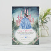 Dusty Blue Dress Green Forest 15 Anos Mis Quince Kaart (Staand voorkant)