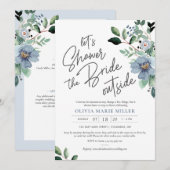 Dusty Blue Drive By Bridal Shower Invitation (Devant / Derrière)
