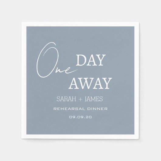 Dusty Blue een dag weg repetitie diner bruiloft Servet (Voorkant)