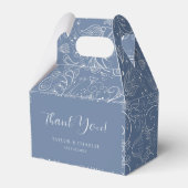 Dusty Blue Elegant Bloemen Bruiloft Dank u Bedankdoosjes (Voorkant Zijde)
