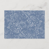 Dusty Blue Elegant Bloemen Bruiloft Huwelijksreis  Informatiekaartje (Achterkant)