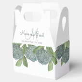 Dusty Blue Elegant Blue Floral Custom Wedding Bedankdoosjes (Geopend)