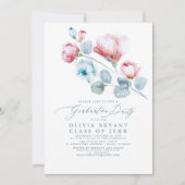 Dusty Blue Elegant Boho Floral Gradual Party Kaart (Voorkant)