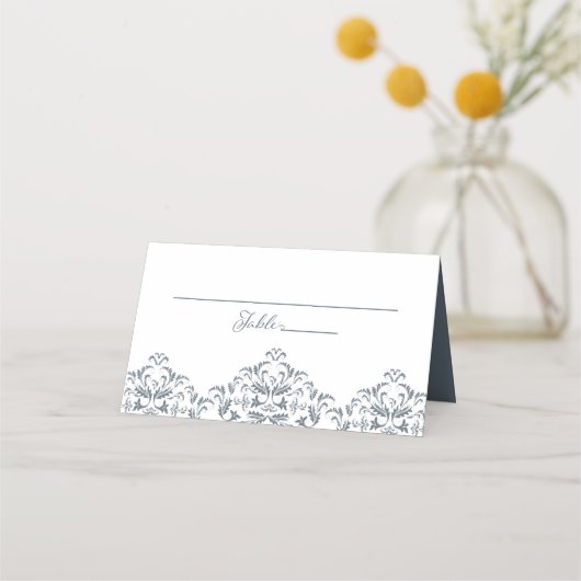 Dusty Blue Elegant Calligraphy Damask (Voorkant)