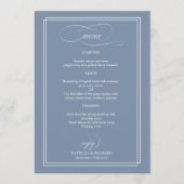 Dusty Blue Elegant Calligraphy Wedding Menu (Voorkant)