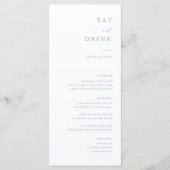 Dusty Blue Elegant Calligraphy Wedding Menu (Voorkant)