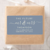 Dusty Blue Elegant Chic Future MR en MRS Address Etiket (Insitu)