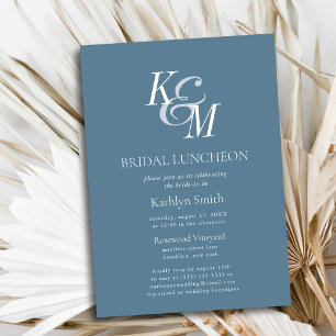 Dusty Blue Elegant Classic Eenvoudige Bruids Lunch Kaart