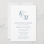 Dusty Blue Elegant Classic repetitie diner Kaart (Voorkant)