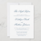 Dusty Blue Elegant Classic Script de avond ervoor Kaart (Voorkant)
