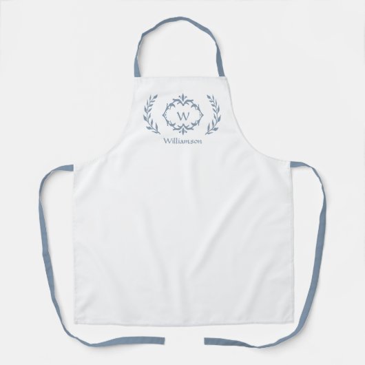 Dusty Blue Elegant Custom Monogrammed Crest Logo Schort (Voorkant)