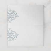 Dusty Blue elegant Damask Blank Place Kaarten (Buitenkant ongevouwen)