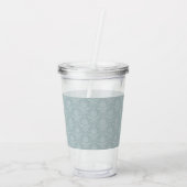 Dusty Blue Elegant Damask, gepersonaliseerd Acryl Drinkbeker (Achterkant)