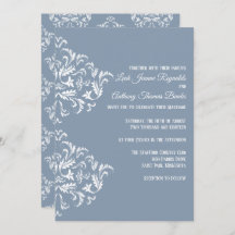 Dusty Blue Elegant Damask Invitation