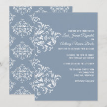 Dusty Blue Elegant Damask Invitation