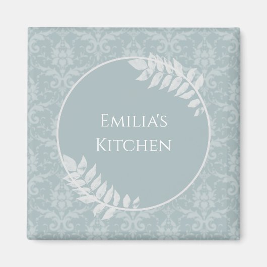 Dusty Blue Elegant Damask Magnet personnalisé (Devant)