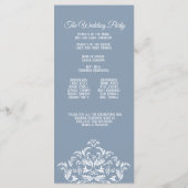 Dusty Blue Elegant Damask Program Rack Kaart (Achterkant)
