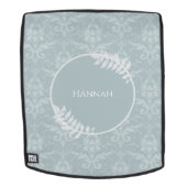 Dusty Blue Elegant Damask Sac à dos personnalisé (Devant amovible)