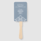 Dusty Blue Elegant Damask Wedding Program Fan Handwaaier (Voorkant)