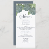 Dusty Blue Elegant Floral Botanical Dinner Menu (Voorkant / Achterkant)