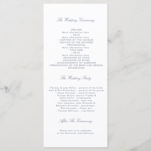 Dusty Blue Elegant Floral Wedding Programmes (Dos)