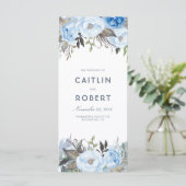 Dusty Blue Elegant Floral Wedding Programmes (Debout devant)