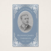 Dusty Blue Elegant Funeral Memorial Prayer Card (Devant)