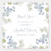 Dusty Blue Elegant Garden  Douche Bedankt Vierkante Sticker (Voorkant)