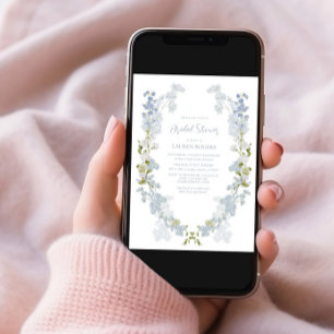 Dusty Blue Elegant Garden  Vrijgezellenfeest Kaart