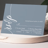 Dusty Blue Elegant Kalligrafie Bruiloft RSVP Kaart
