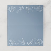 Dusty Blue Elegant Leaves Pattern Wedding (Buitenkant ongevouwen)