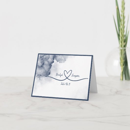 Dusty Blue élégant Marble invité Cartes de siège (Devant)