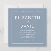 Dusty Blue Elegant Modern Minimalist Wedding Kaart (Voorkant)