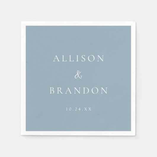 Dusty Blue Elegant Personalized Wedding Servet (Voorkant)