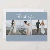 Dusty Blue Elegant Photo Weddenschap Hartelijk dan Kaart (Voorkant)