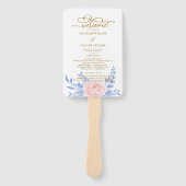 Dusty Blue Elegant Pink Floral Wedding Programs Handwaaier (Voorkant)